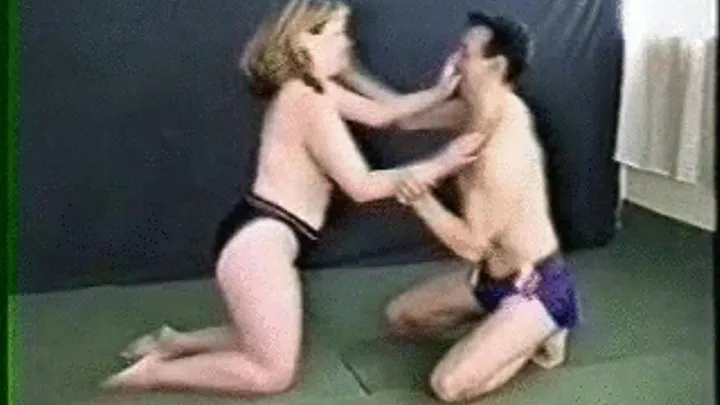 Topless wrestling-cougar vs. Young man- complete fight (re-edition)