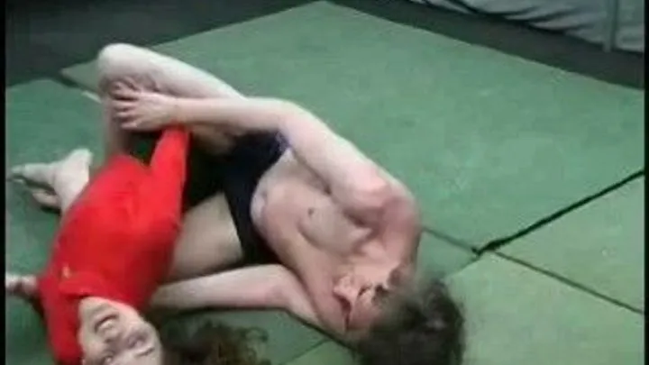 Mixed Amateur wrestling-18 year old Angie vs. 57 year old Chris-part 3