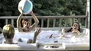 3 Wet Hot Tub Girls Playing With Beach Balls