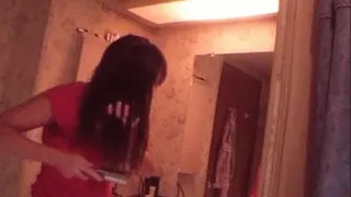 Drying and Brushing her hair