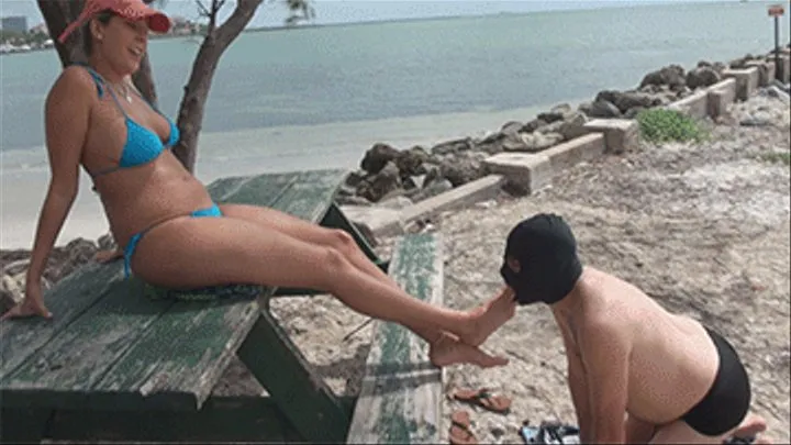 Nikki Brooks Public Beach Humiliating Foot Worship