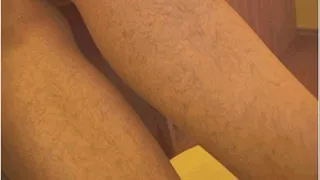 CUM ON MY HAIRY LEGS IN NYLONS 01 - Hairy Legs