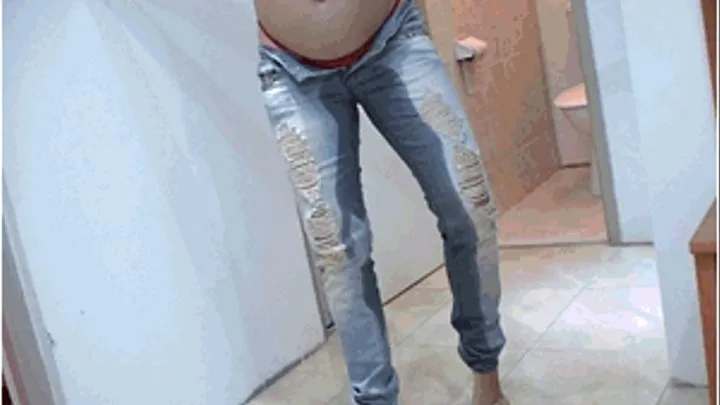 EXTREMELY FULL BELLY 04 - Jeans Wetting