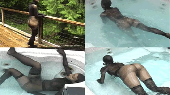 Fucked by Hot Tub in Nylon Encasement