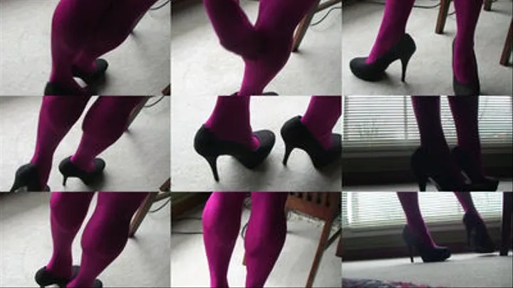 Ironcalves--a tour of her legs in the raspberry tights