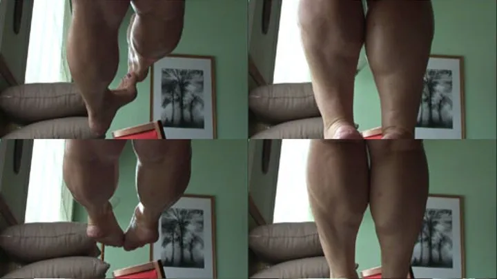 Gretchen's lets her heavy calves hang and flexes them