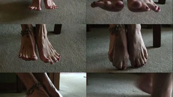 Lilly's bare feet in the waiting room