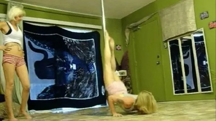 2 HOTT Tall Blondes Pole Dancing