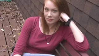 Redhead Jessica Is On A Bench Giving Handjob To Completion!