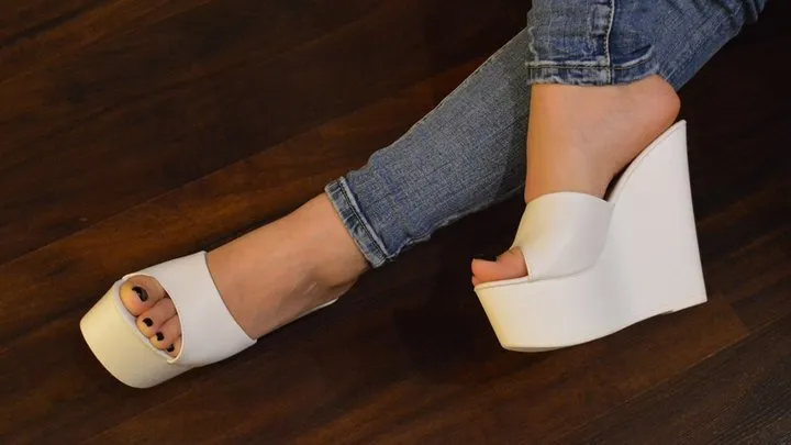 white platform wedges