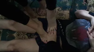 3 Girls Trampling with Toes