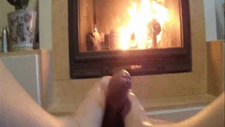 Fireplace footjob