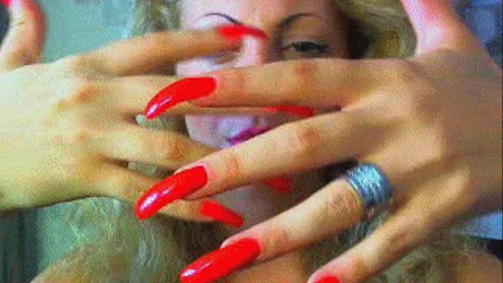 Red nails square