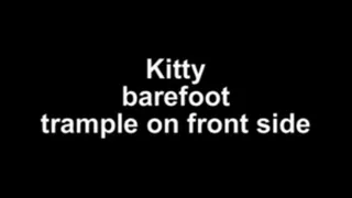 Kitty trample barefoot on front side