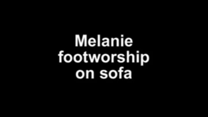 Melanie footworship on sofa