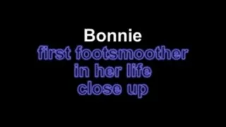 Bonnie first footsmother in her life close up