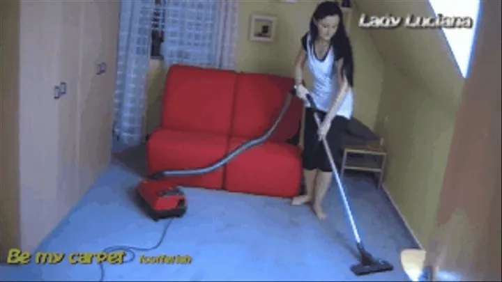 Lady Luciana barefoot woman vacuum room