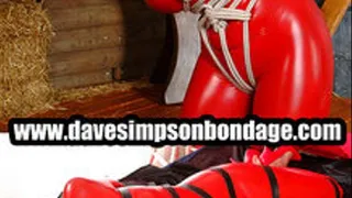 Nikki, Double bill, tied & strapped in Red PVC Catsuit.