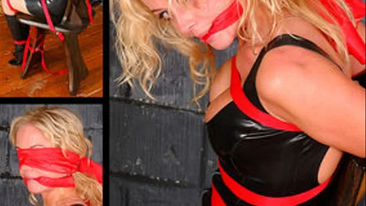Rosanna Chiarbound, Gagged & Blindfolded in Rubber Minidress