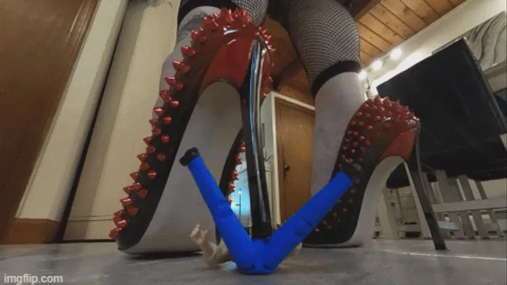 In & Under Madam Giantess' big boots and lethal heels