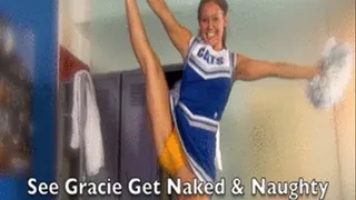 Cheerleader Gracie Strips Nude in the Boys Locker Room & Fucks her Pussy With a Big Dildo! Bad Girl!