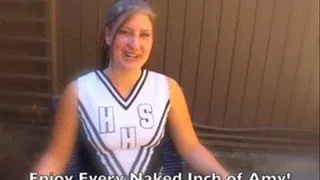 Pretty Cheerleader Amy Strips Bottomless from her Cheer Uniform - Spreads Pink & Masturbates it!