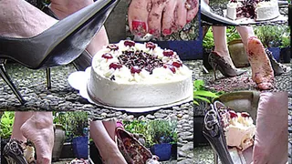 In shoe crush: Black forest Cherry Cake in my grey pumps
