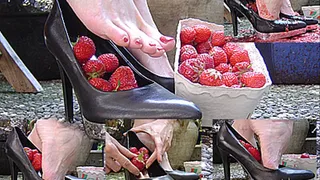 In shoe crush: strawberries in my black platform pumps