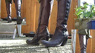 Walking in cool leather boots