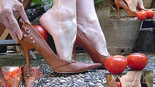 In shoe crush: Tomatoes in my brown pumps