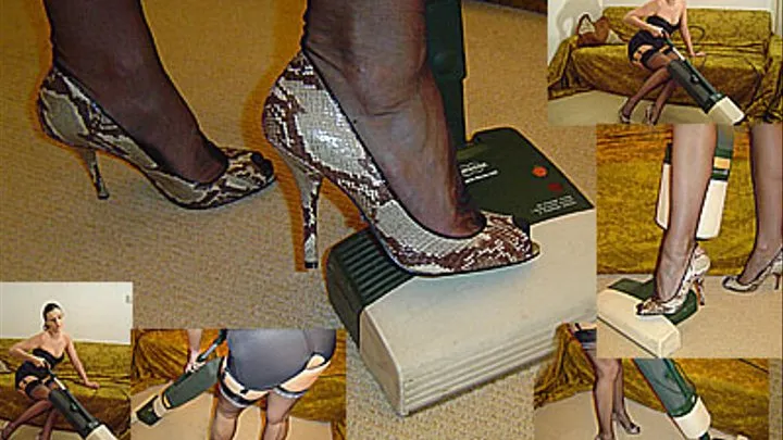 Vacuuming snake peep toes real nylons