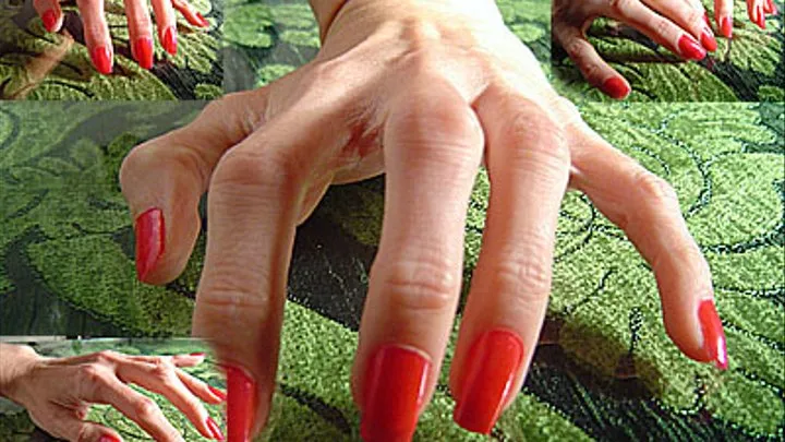 Red fingernails tapping/drumming on surface