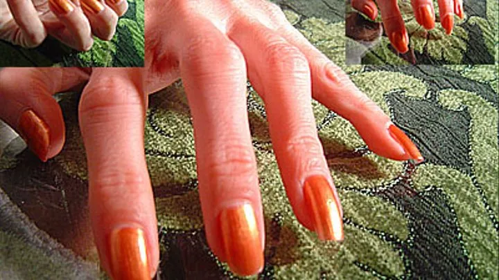 Orange fingernails tapping/drumming on surface
