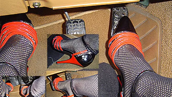 Pedal pumping sandals/fishnet