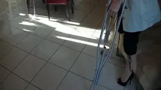 Amputee Crutch Walk in High Heels