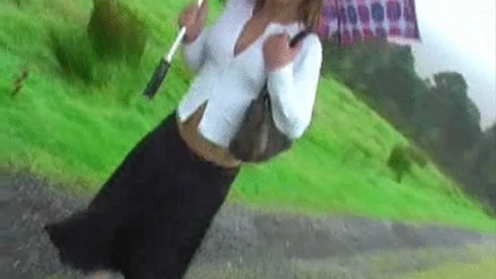 18 year old Charlotte stripping and masturbating in the rain