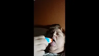 Red white and blue sucking a bullet pop for You!