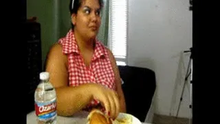 Plump cutie Valerie eats her lunch