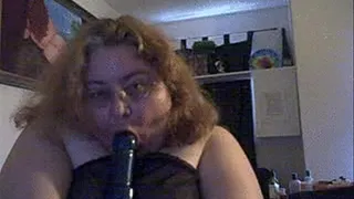 Sucking, gagging and drooling on a huge dildo! mpg