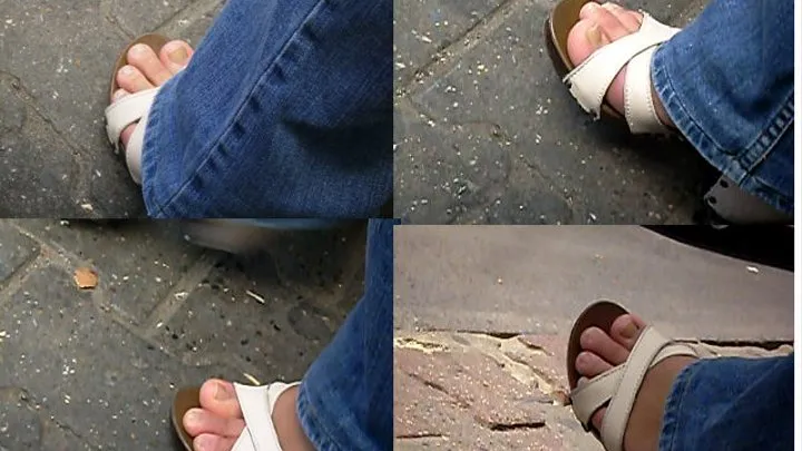 CUTE FINGERS & SANDALS AT BUS STATION!