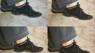 BLACK SNEAKERS AT THE BUS STATION!