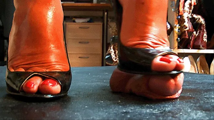 OPEN TOE PUMPS ON TRAMPLE TABLE - DIVX