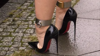 Neele - Shoeplay Black Louboutin Sokate Jeans Oiled Feet And Shackles