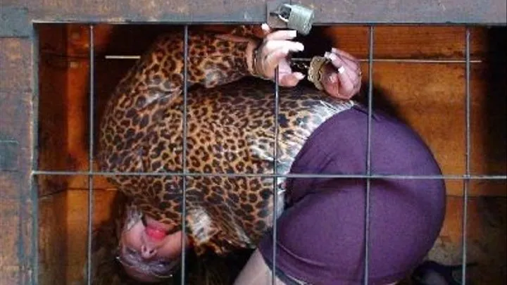 Cuffed and caged BBW pet