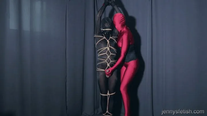 Bondage Breathplay With Dominant Zentai Lady