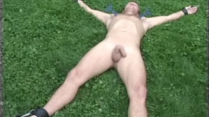 Stretched naked outdoor