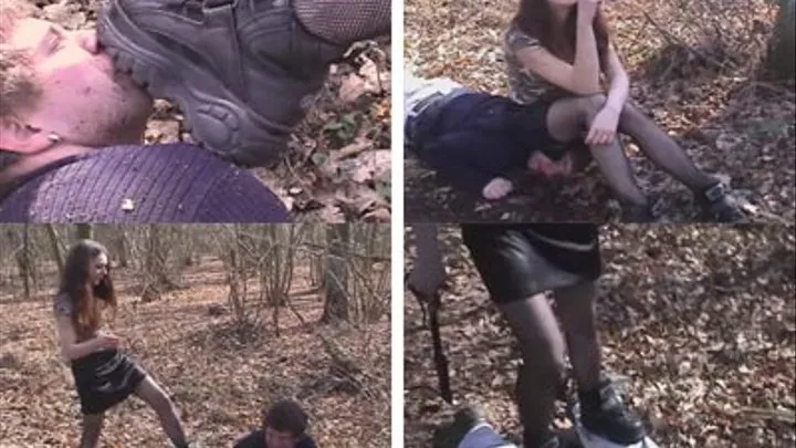 TRAMPLE & WHIP the slave in the forrest (MISTRESS NATALIA, 19 years old)