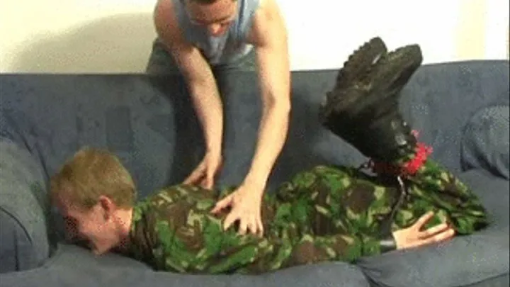 Kevin In Army Uniform Being Tickled By Chris