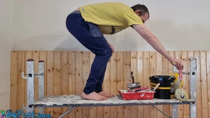 Chris Painting The Gym Barefoot With Dirty Soles