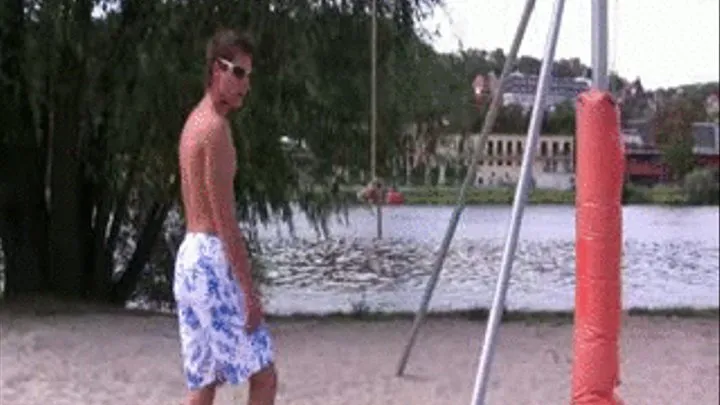 Michael Doing Gymnastics On The Beach